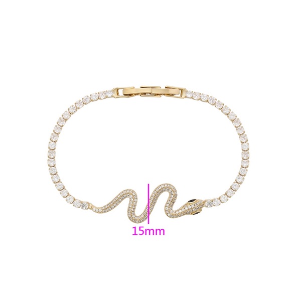 Snake Tennis Bracelet 14k Gold Plated | Luxury Jewelry - Picture 3 of 10
